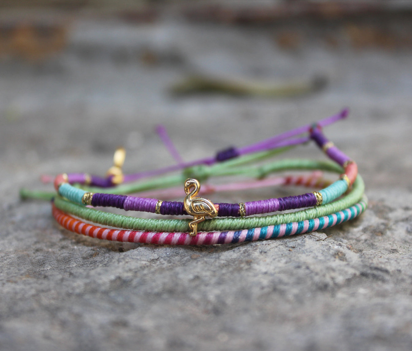 Loop Thin Bracelet Set of 3 / Flamingo