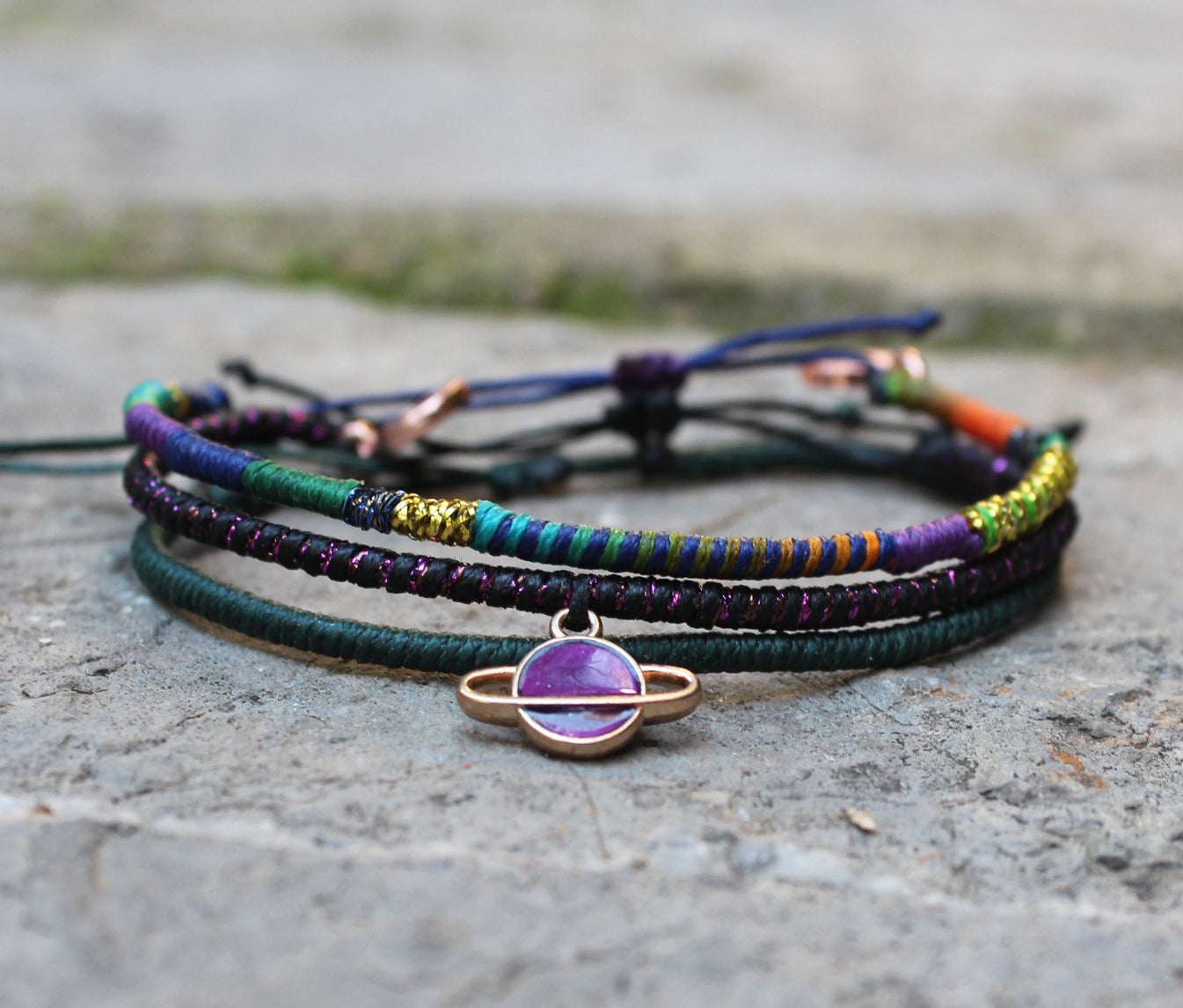 Loop Thin Bracelet Set of 3 / Planet Viola