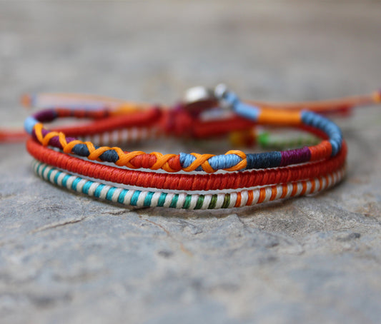 Loop Thin Bracelet Set of 3 / Naranja