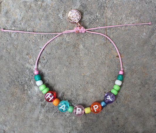 Chicas Letter Bead Bracelet / Happy