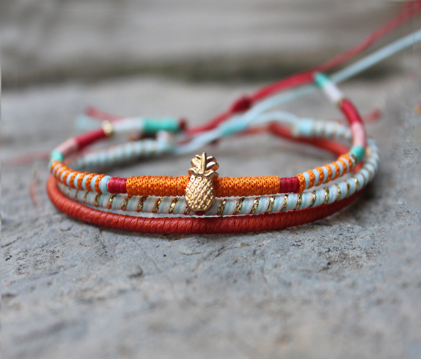 Loop Thin Bracelet Set of 3 / Pineapple